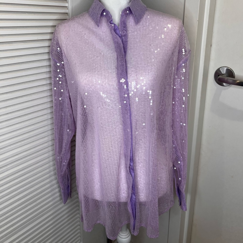 Missguided Sequin Lavender top